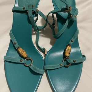 Bamboo accent leather sandals-Gucci